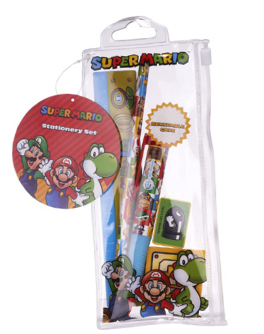 SUPER MARIO Set scuola In box da 5pz trasparente…x48