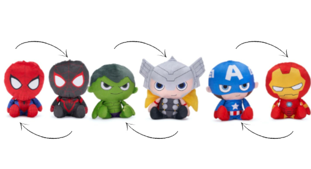 (Mis 3) MARVEL AVENGERS Peluche 24cm Reversibili -6ass…x48