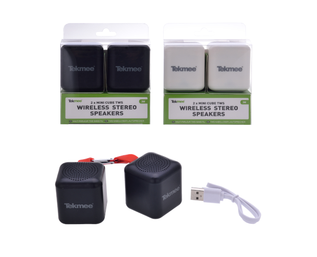 SPEAKER WIRELESS 2XMini Cube TWS 5cm -2ass In blister…x6