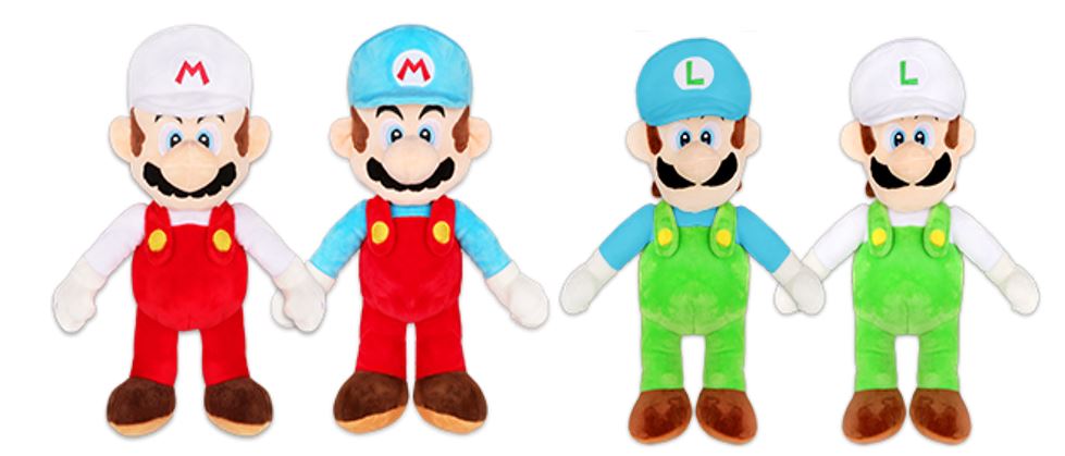 (Mis 3+) SUPER MARIO Peluche Mario e Luigi fuoco/ghiaccio 25cm – 4ass…x48