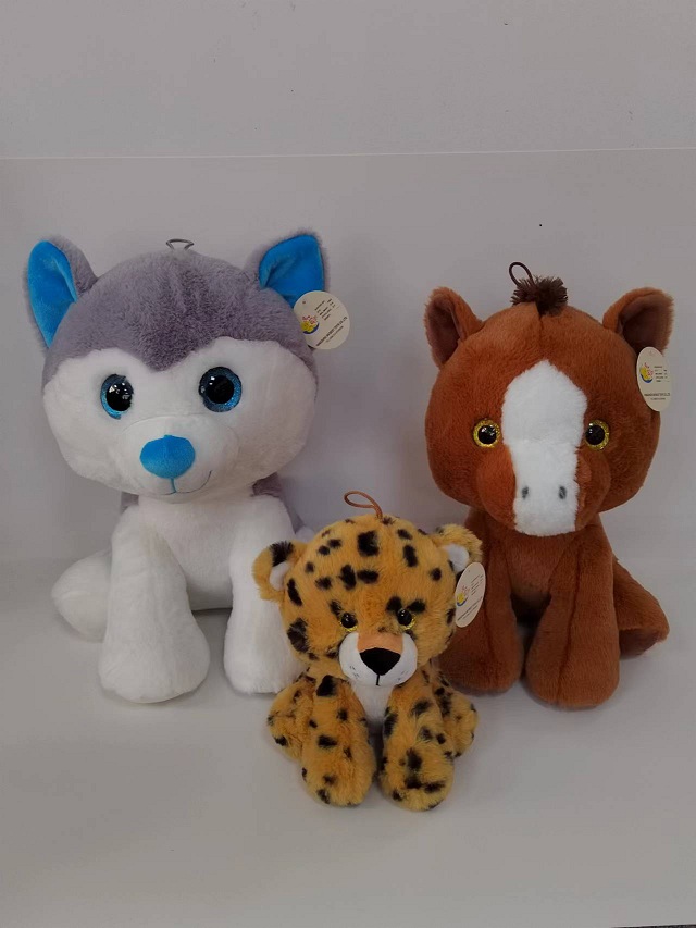 (Mis 2) ANIMALETTI Cavallo/Husky/Leopardo Peluche 16cm -3ass…x90