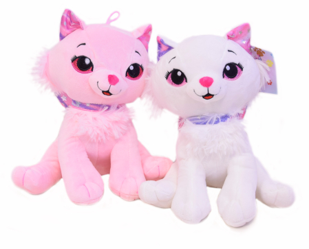 (Mis 8) GATTO Peluche Rosa/Bianco 60cm -2ass…x4