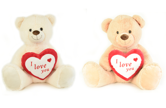 (Mis 8) TERRY ORSO Peluche seduto c/cuore “I LOVE YOU” 60cm -2ass…x6