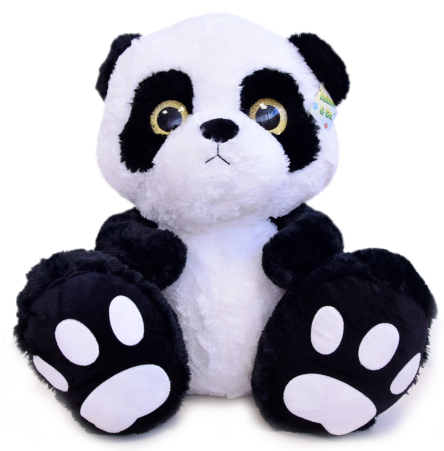 (Mis 8) PANDA Peluche seduto occhi glitter 55cm…x6