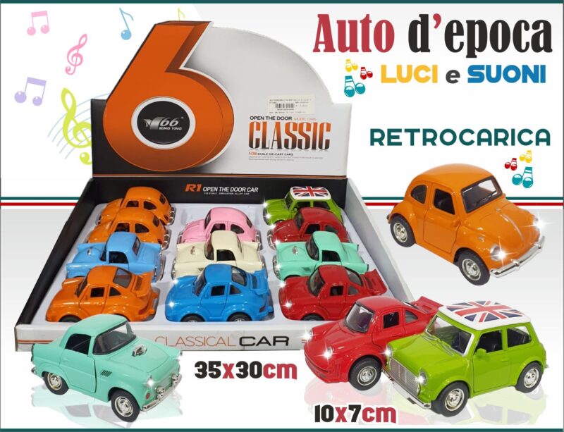 AUTO D’EPOCA luci / suoni / retrocarica IT1365 – (in espositore da 35x30cm) 10cm…x12…x48