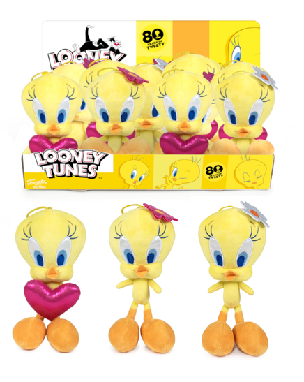 (Mis 2) LOONEY TUNES -TITTY SOLA (Tweety) Peluche 20cm -3ass In espo da 24pz…x24