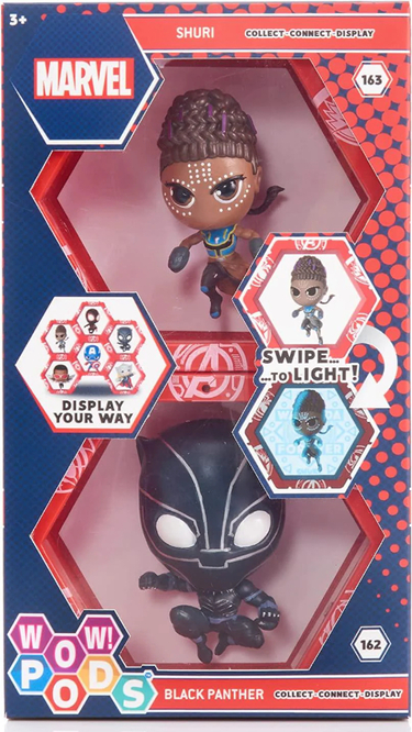 WOW! PODS Collezionabili Marvel Black Panther & Shuri c/Luce In scatola da 2pz 12x21cm…x6