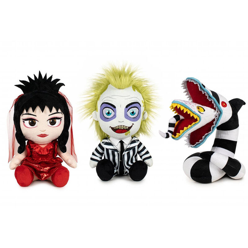 (Mis 3+) BEETLEJUICE Beetlejuice – Lydia – Sandworm – Peluche seduti 25cm 3ass…x12