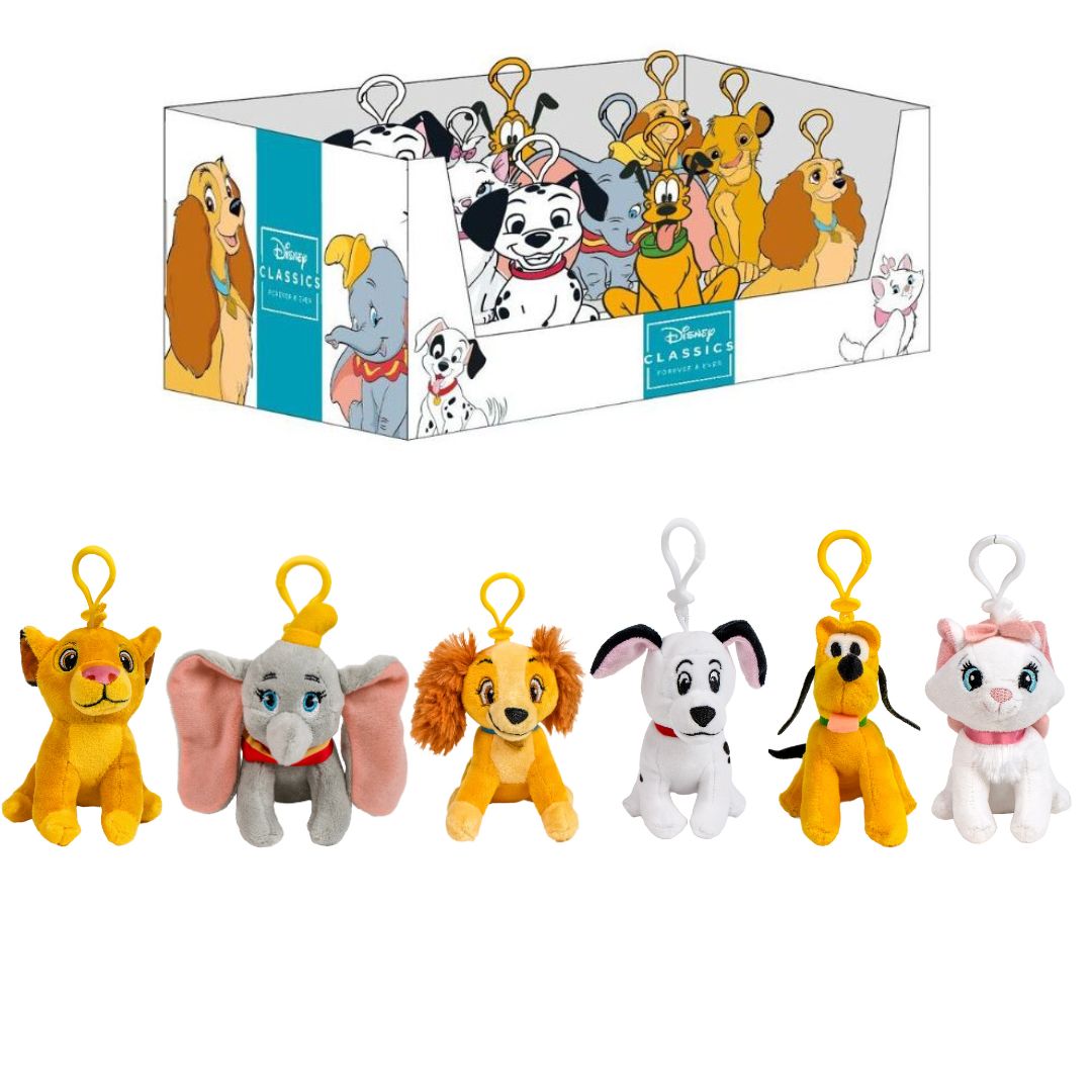 (Mis 0) ANIMAL FRIENDS DISNEY Peluche Portachiavi 12,5cm c/Bagclip In espo da 16pz -6ass…x32