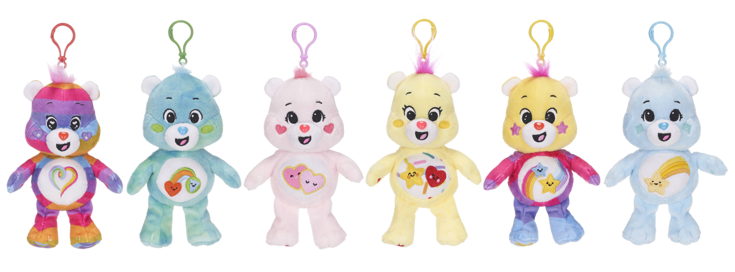 (Mis 0) ORSETTI DEL CUORE (CARE BEARS) Serie 7 Portachiavi c / Bag-clip Peluche 14cm -6ass…x180