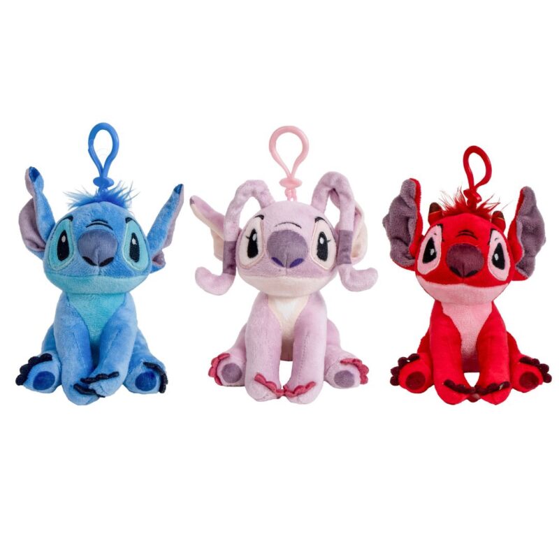 (Mis 0) DISNEY (STITCH-ANGEL-LEROY) Peluche Portachiavi 12,5cm c/Bagclip 3ass…x24