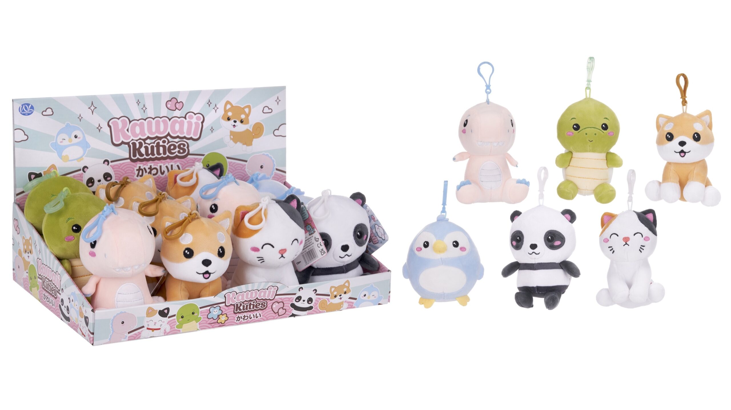 (Mis 0) KAWAII KUTIES Peluche 12cm c/bag-clip In espo da 12pz 6ass…x12…x120