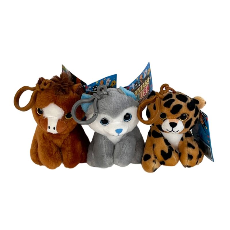 (Mis 0) ANIMALETTI Cavallo/Husky/Leopardo Peluche 10cm c/Bagclip -3ass…x12…x480